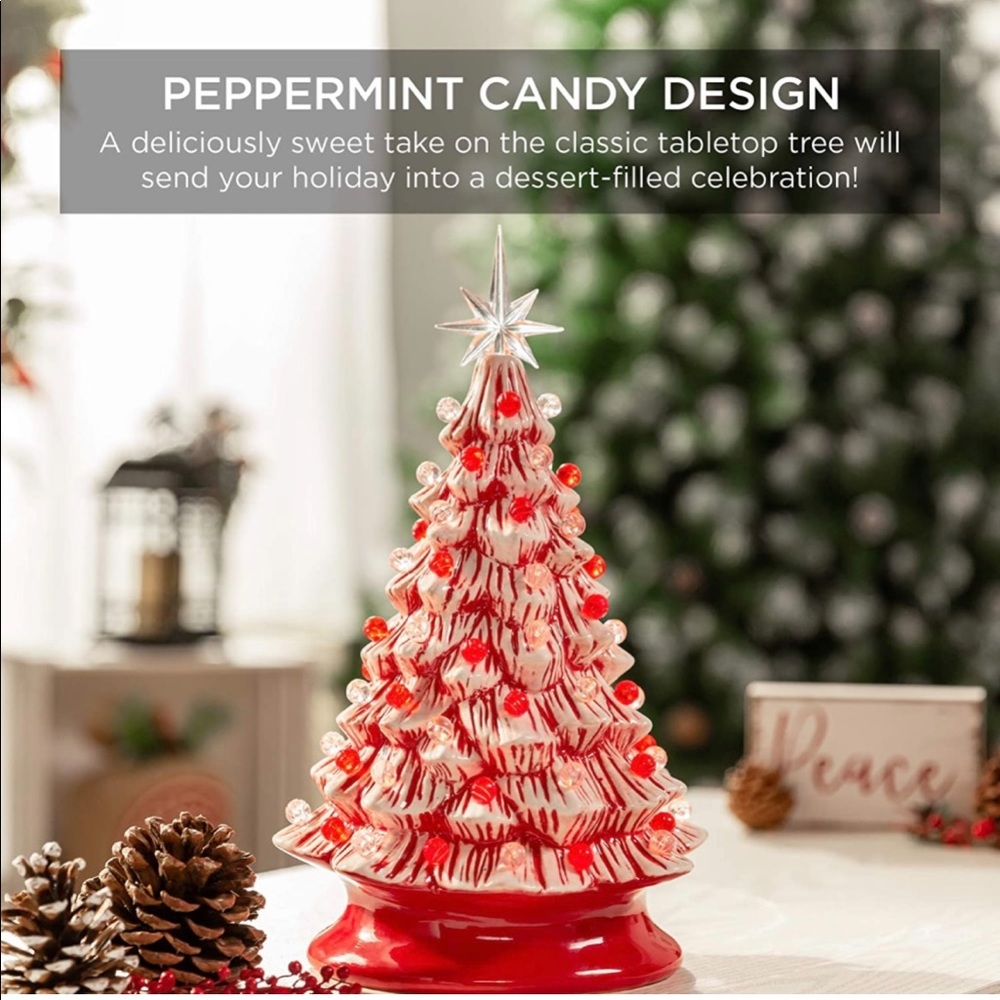 NIB Ceramic Peppermint Christmas Tree